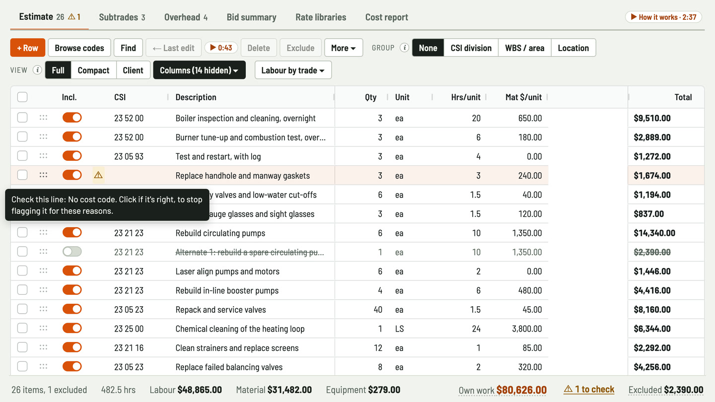 Bidfident screenshot: lines to check before it goes out