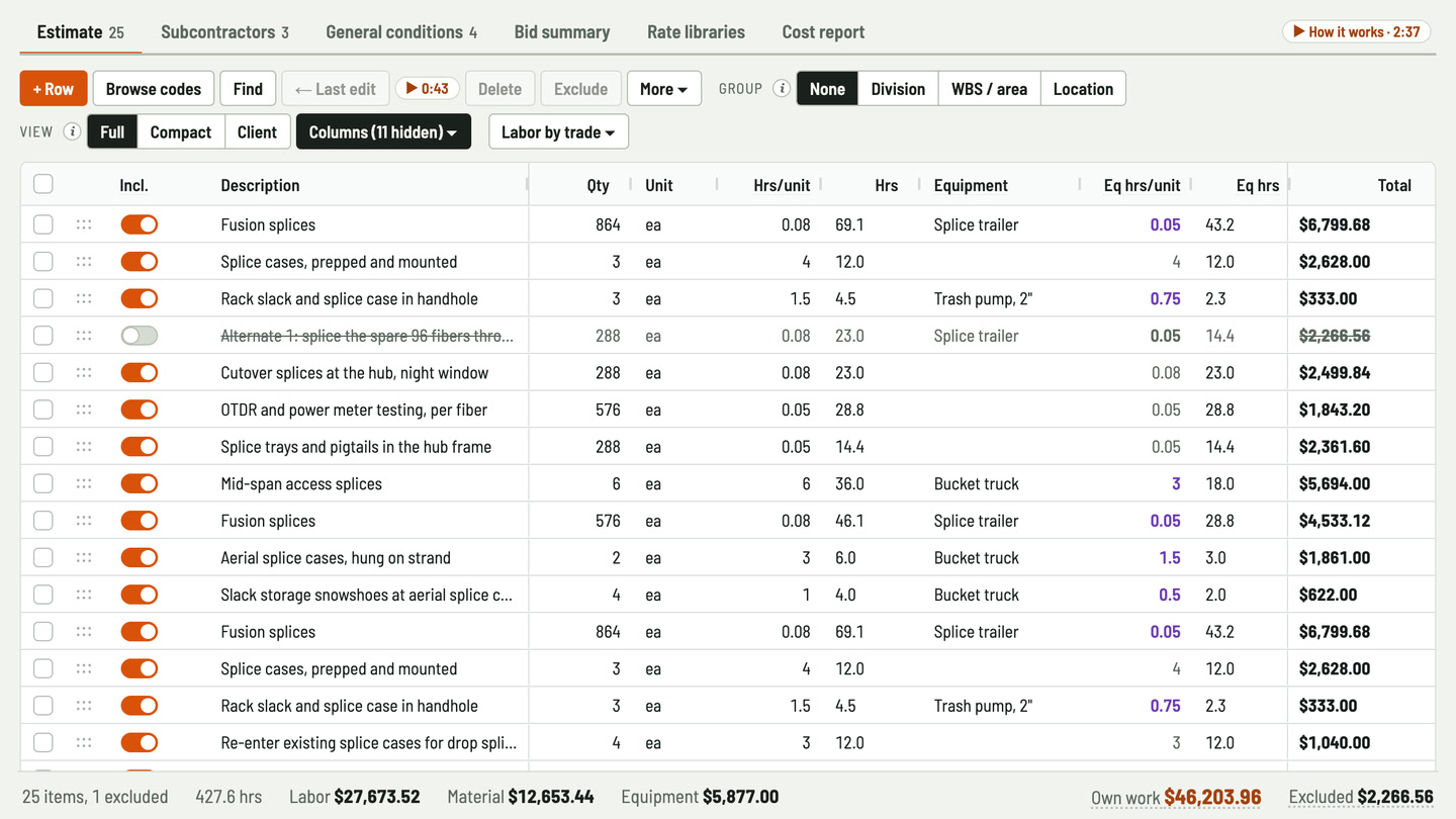 Bidfident screenshot: a splice trailer for its own hours