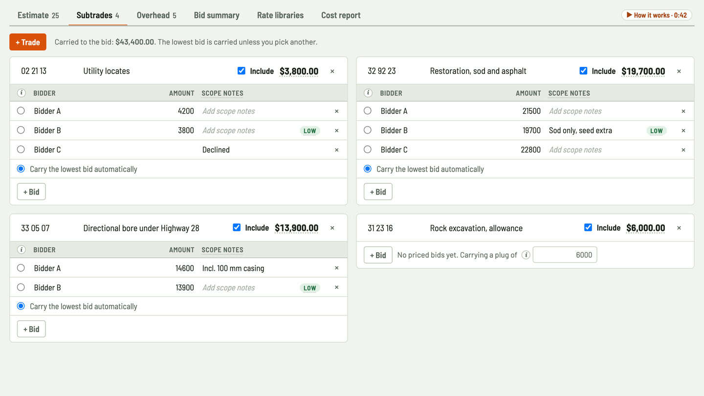 Bidfident screenshot: locates and restoration side by side