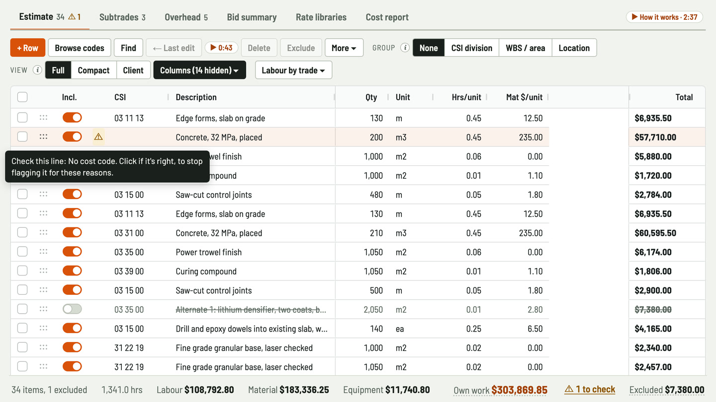Bidfident screenshot: catch a slab line before it goes out